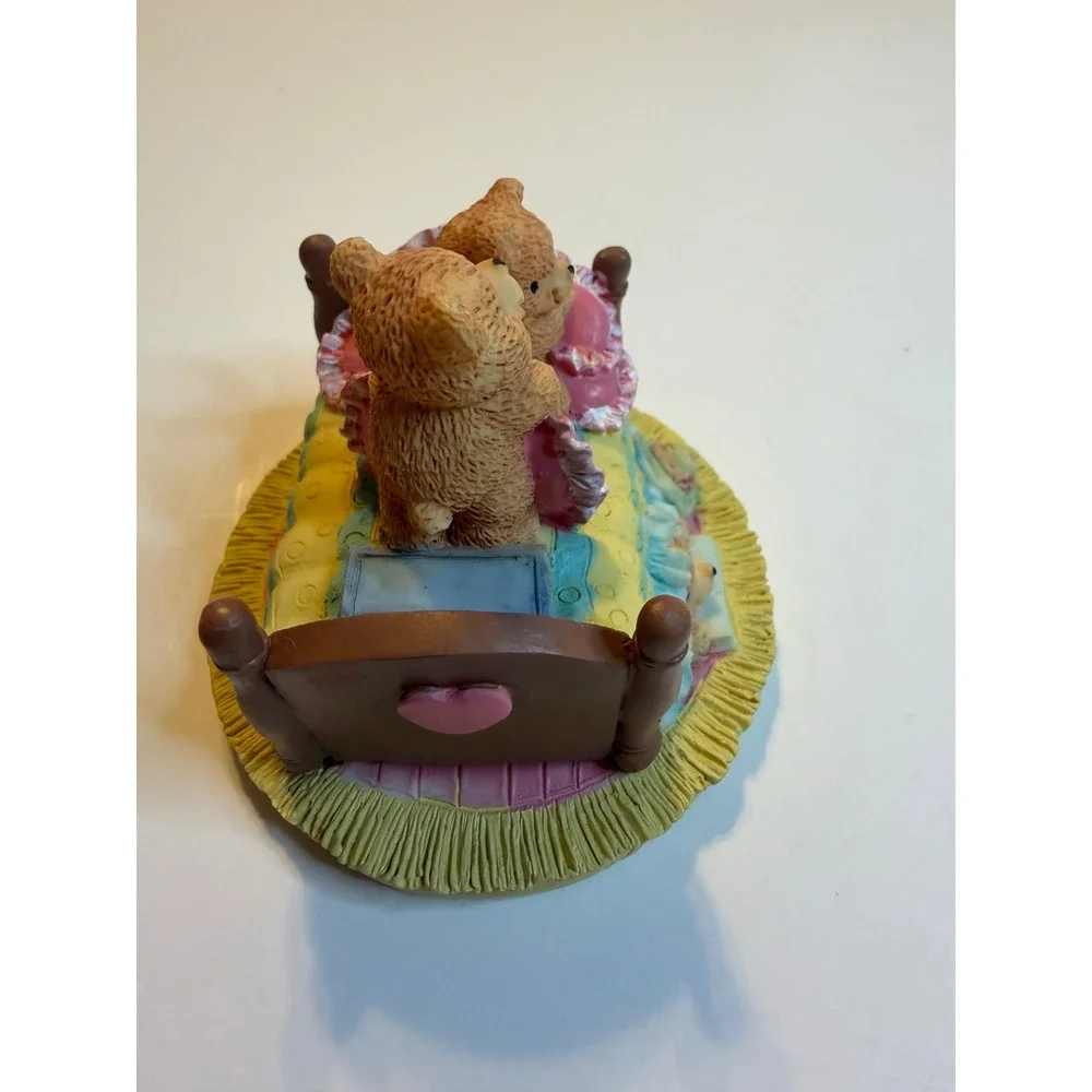 Adorable Teddy‎ Bears in Bed Figurine Sweet Nursery Decor Collectible